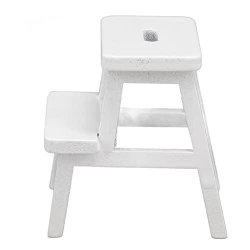 TOPINCN Puppenhaus Miniaturhocker Exquisit Lebend 2 Schritte Leicht Leicht für DIY -Enthusiasten Birch Wood 1:12 Puppenhaus Küche/Wohnzimmerdekoration (White) von TOPINCN