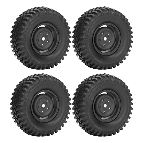 TOPINCN RC-Gummi-Plastikräder und Reifen mit Ausgezeichnetem Griff Zum Klettern, Einfache Installation für Offroad-Autos und RC-Crawler (Black) von TOPINCN