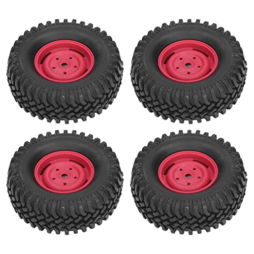 TOPINCN RC-Gummi-Plastikräder und Reifen mit Ausgezeichnetem Griff Zum Klettern, Einfache Installation für Offroad-Autos und RC-Crawler (Rot) von TOPINCN