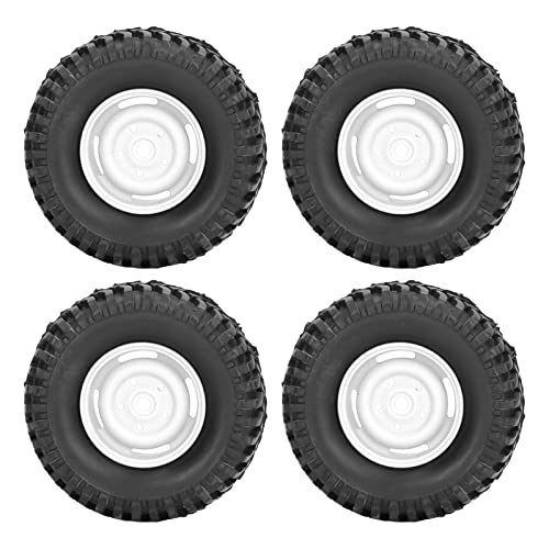 TOPINCN RC-Gummi-Plastikräder und Reifen mit Ausgezeichnetem Griff Zum Klettern, Einfache Installation für Offroad-Autos und RC-Crawler (White) von TOPINCN