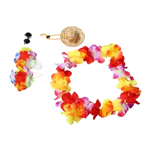 TOPINCN Rasen Porch Gänse Kleidung Hawaiian Ische Outfits Sommer Hawaiian Ische Gans Kostüm mit Stroh Runder Hut Kranz für Frühlings Feiern von TOPINCN
