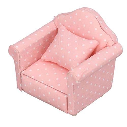 TOPINCN Sofa für Niedliche Miniaturpuppen Polka Punkt Rosa Punkt aus Look Mini Möbel Hausmöbel Puppe in Skala 1:12 von TOPINCN