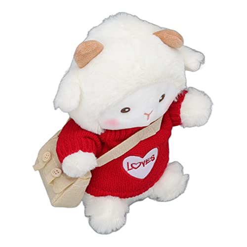 TOPINCN Süße Plüschspielzeugschafe Gefülltes Tier Exquisite Verarbeitung Weiche Haut für, Mädchen, die Bequem Roten Pullover zu Berühren, Kleine Tasche (Rot) von TOPINCN