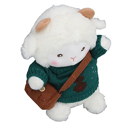 TOPINCN Süße Plüschspielzeugschafe Gefülltes Tier Exquisite Verarbeitung Weiche Haut für, Mädchen, die Bequem Roten Pullover zu Berühren, Kleine Tasche (dunkelgrün) von TOPINCN