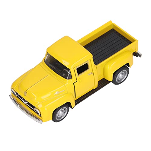 TOPINCN Vintage Diecast Alloy Pickup -LKW -Modell mit Reibung und Offenbaren Türen, Exquisites Desktop Dekorations Pickup Modell für Weihnachten und Neujahrsgeschenk (Yellow) von TOPINCN