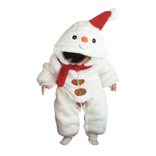 TOPJIAO Baby Weihnachtskostüme, Kleinkinder Weihnachtsmannanzug, Baby Jungen Mädchen Santa Cosplay Kostüm Baby Weihnachten Santa Mäntel Tops + Hosen + Hüte + Socken 4Pcs Warme (W3-White, 6-12 Months) von TOPJIAO