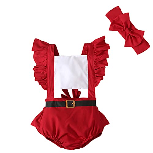TOPJIAO Baby Weihnachtskostüme, Kleinkinder Weihnachtsmannanzug, Baby Jungen Mädchen Santa Cosplay Kostüm Baby Weihnachten Santa Mäntel Tops + Hosen + Hüte + Socken 4Pcs Warme (W6-Red, 0-6 Months) von TOPJIAO