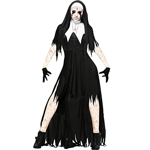 TOPJIAO Halloween Kostüm Damen Horror Halloween Nonne Kostüm Gruselige Kleidung Scary Gothic Kleid Vampirkleid Halloween Hexenkostüm Damen Cosplay Kleid Karneval Ausführen Kostüme Vampir Lange Kleid TOPJIAO Halloween Kostüm Damen Horror Halloween Nonne Kostüm Gruselige Kleidung Scary Gothic Kleid Vampirkleid Halloween Hexenkostüm Damen Cosplay Kleid Karneval Ausführen Kostüme Vampir Lange Kleid von TOPJIAO