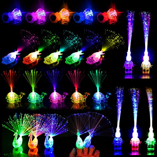 TOPJOWGA Finger Licht, 25 Stücke Leuchten Fingerlampe, Leuchtspielzeug Partyartikel, Pfau Licht, Glow in The Dark Party Mitgebsel Kindergeburtstag für Weihnachten Hallowen Karneval von TOPJOWGA