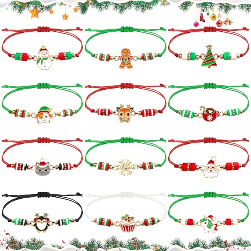 TOPJOWGA 12PCS Freundschaftsarmband Kinder Weihnachten, Einstellbare Geflochten Armbänder, Weihnachten Armband Mädchen, Weihnachtsmann Schneeflocke Armbänder Mitgebsel Kindergeburtstag Gastgeschenke TOPJOWGA 12PCS Freundschaftsarmband Kinder Weihnachten, Einstellbare Geflochten Armbänder, Weihnachten Armband Mädchen, Weihnachtsmann Schneeflocke Armbänder Mitgebsel Kindergeburtstag Gastgeschenke von TOPJOWGA