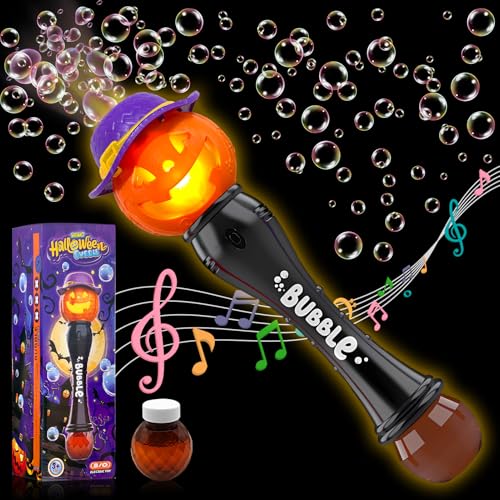 TOPJOWGA Halloween Bubble Machine, Kürbis Zauberstab Seifenblasenmaschine mit Licht und Musik, Seifenblasenstab Kürbis Bubble Machine Spielzeug, Kinder Automatische Seifenblasenpistole TOPJOWGA Halloween Bubble Machine, Kürbis Zauberstab Seifenblasenmaschine mit Licht und Musik, Seifenblasenstab Kürbis Bubble Machine Spielzeug, Kinder Automatische Seifenblasenpistole von TOPJOWGA