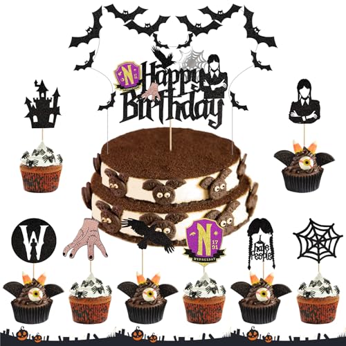TOPJOWGA Halloween Cupcake Topper, 1 Stück Halloween Große Happy Birthday Cake Topper Glitter + 20 Stück Halloween Cupcake Dekorationen, Kuchendekoration für Karneval Geburtstagspartys TOPJOWGA Halloween Cupcake Topper, 1 Stück Halloween Große Happy Birthday Cake Topper Glitter + 20 Stück Halloween Cupcake Dekorationen, Kuchendekoration für Karneval Geburtstagspartys von TOPJOWGA