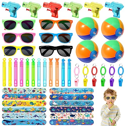 TOPJOWGA Sommer Strand Party Mitgebsel, 46 Stück Kindergeburtstag Mitgebsel Sommer, Klein Wasserspritzpistole Seifenblasen Sonnenbrille Pfeife Strandbälle Schnapparmbänder, Give Aways Kleinspielzeug TOPJOWGA Sommer Strand Party Mitgebsel, 46 Stück Kindergeburtstag Mitgebsel Sommer, Klein Wasserspritzpistole Seifenblasen Sonnenbrille Pfeife Strandbälle Schnapparmbänder, Give Aways Kleinspielzeug von TOPJOWGA