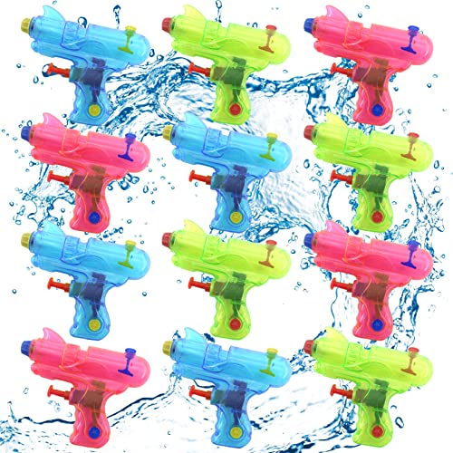 TOPJOWGA Wasserpistole Spielzeug für Kinder, 12 Stück Wasserpistole Klein, Mini Wasserpistolen Strand Wasser Pistole Water Gun, Mini Water Blaster Spielzeug für Pool Sommerpartys von TOPJOWGA