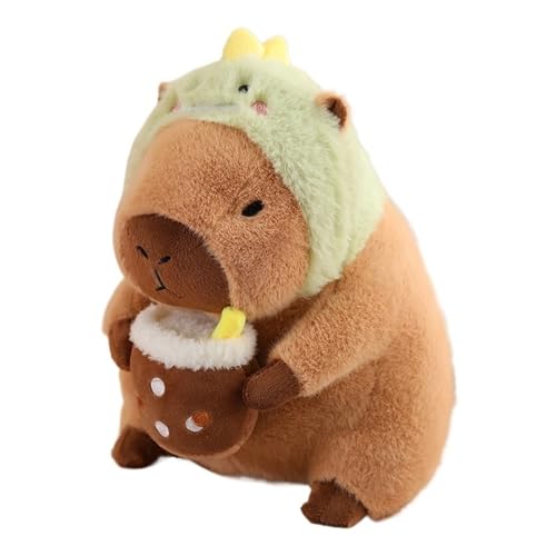 Niedliches Capybara Kuscheltierr, Simuliertes Tier Plüschkissen Kawaii Capybara Plüschtier Mit Tragbarem Toast Kopfschmuck Geschenke for Kinde Mädchen Jungen ( Color : Dinosaur , Size : 30cm/11.8IN ) von TOPLITHE