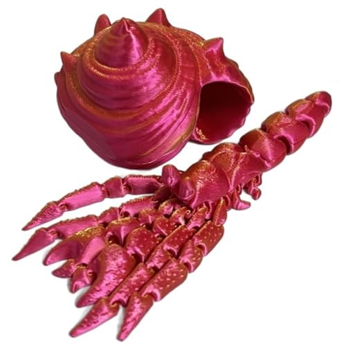 TOPLITHE 3D-gedruckte Einsiedlerkrebse, interessantes Zappel-Ozeanspielzeug mit beweglichen Gelenken und Abnehmbarer Schale for Erwachsene und Kinder(Red) von TOPLITHE
