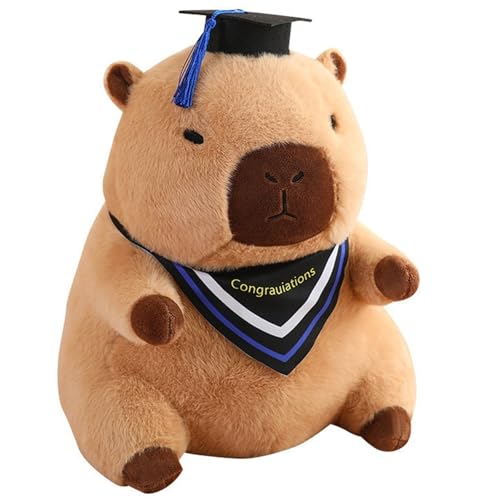 TOPLITHE Abschluss Capybara Kuscheltier, Weiches Tier Plüschtier Abschluss Thematisch mit Glückwunschschal. Geschenk for Absolventen(Blue,40CM/15IN) von TOPLITHE