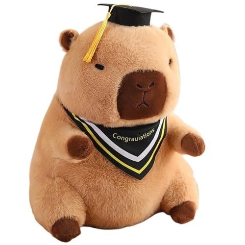 TOPLITHE Abschluss Capybara Kuscheltier, Weiches Tier Plüschtier Abschluss Thematisch mit Glückwunschschal. Geschenk for Absolventen(Yellow,40CM/15IN) von TOPLITHE