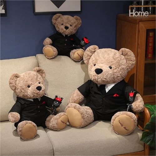 TOPLITHE Bären Kuscheltier, Bär im Anzug mit Einer Rose Kuschel Plüschtier Zärtlicher Bär im Smoking for die Dekoration Geschenk zum Valentinstag(60CM/23IN) von TOPLITHE