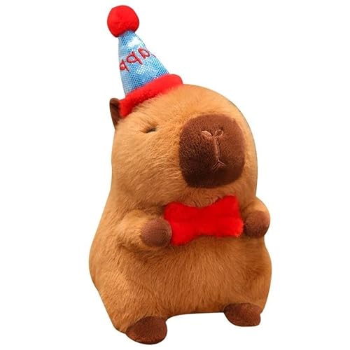 TOPLITHE Capybara Plüschtier mit Geburtstagshut, Weiches Kuscheltier Dekorationsspielzeug Geschenk for Kinder Jungen Mädchen(25CM/9IN) von TOPLITHE