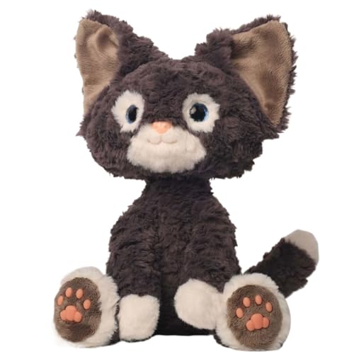 TOPLITHE Devon Rex Katze Kuscheltiere, Schwarze Katze Puppe Plüsch Plüschtier for Kinder Erwachsene Heimdekoration von TOPLITHE