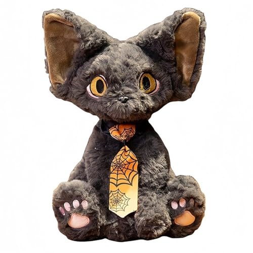 TOPLITHE Holloween Devon Rex Katze Plüsch, Schwarze Katze Puppe Kuscheltiere Plüschtier for Kinder Erwachsene Geburtstag Weihnachten(Black) von TOPLITHE