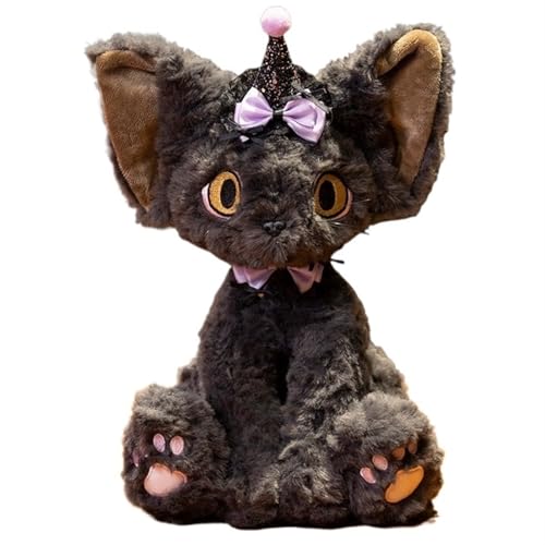 TOPLITHE Holloween Devon Rex Katze Plüsch, Schwarze Katze Puppe Kuscheltiere Plüschtier for Kinder Erwachsene Geburtstag Weihnachten(Orange) von TOPLITHE