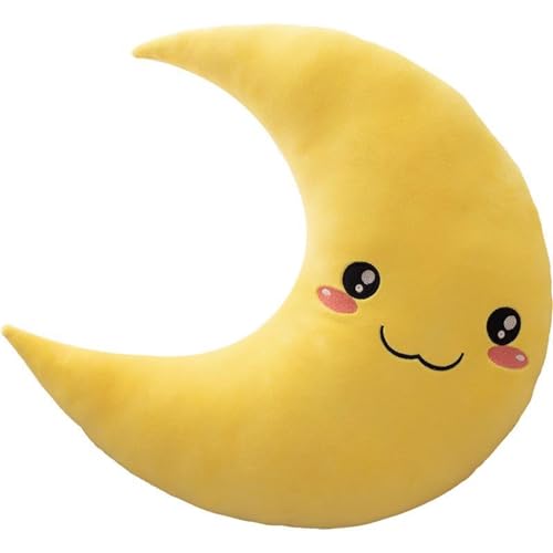 TOPLITHE Mond Kuscheltiere, Cartoon Mondförmiges Gefülltes Kuschelkissen Flauschiges Plüschtier for Jungen Mädchen Nickerchen Geschenk Heimdekoration(Color:Yellow,Size:23CM/9IN) von TOPLITHE