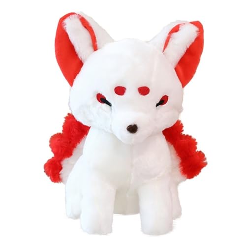 TOPLITHE Neunschwänziger Fuchs Kuscheltier, Süße Plüschtier Realistisches Süßes Kyuubi Kitsune Spielzeug for Kinder Freunde Geburtstagsgeschenke(Red) von TOPLITHE