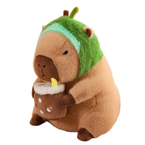 TOPLITHE Niedliches Capybara Kuscheltierr, Simuliertes Tier Plüschkissen Kawaii Capybara Plüschtier Mit Tragbarem Toast Kopfschmuck Geschenke for Kinde Mädchen Jungen(Avocado) von TOPLITHE