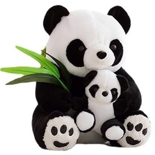 TOPLITHE Panda Kuscheltier, Süße Panda-Mama Und Baby Mit Bambus Plüschtier Kissen Kreatives Geschenk for Jungen Und Mädchen(25CM/9.8IN) von TOPLITHE