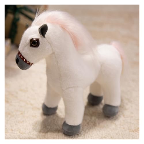 TOPLITHE Pferd Plüschtier, Weich und Flauschig in Premium Qualität Realistisches Kuscheltier Spielzeug for Kinder(White,22CM/8.6IN) von TOPLITHE