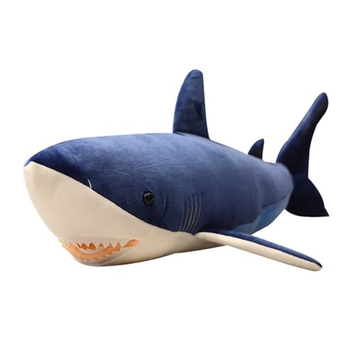 TOPLITHE Plüsch Simulations Hai, Riesiges Megalodon Kuscheltier Weiches Plüsch Wurfkissen Geschenk for Kinder Jungen und Mädchen(Blue,60CM/23.6IN) von TOPLITHE