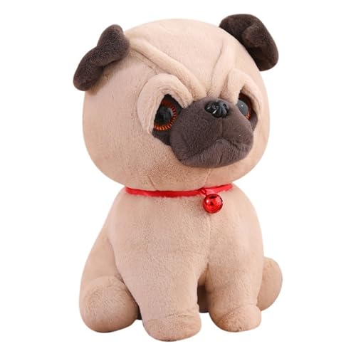 TOPLITHE Pug Plüschtier, Weicher Welpe als Kuscheltier Süßer Hund mit Rotem Kragen und Glocke Geschenk for Kindergeburtstage und Weihnachten(20CM/7IN) von TOPLITHE