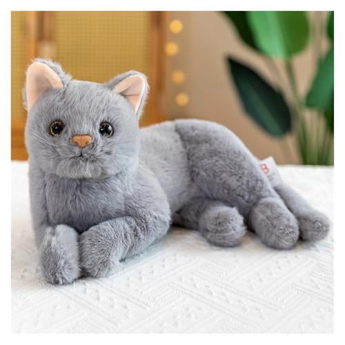 TOPLITHE Realistisches Katzen-Plüschtier, Weiches Stofftier-Kissen, Lebensechter Katzen-Gefährte for Kinder und Erwachsene, Geburtstagsgeschenk(Gray,40CM/15IN) von TOPLITHE