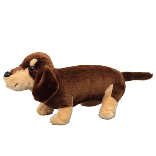 TOPLITHE Simulation Dackel Plüsch, 30Cm Lebensechte Hunde Kuscheltiere Geschnittenes Welpen Plüschtier for Kinder Jungen und Mädchen Heimdekoration(Brown,40CM/15IN) von TOPLITHE