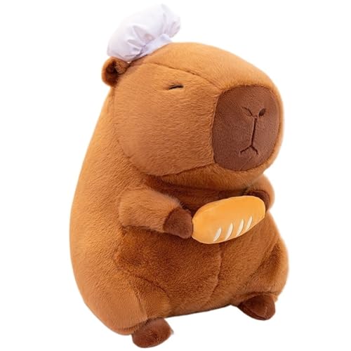 TOPLITHE Zärtliches Capybara Plüschtier, Chef Thematisiertes Kuscheltier Knuddelbares Plüschtier mit Chefhut und Schürze Geschenk for Kinder(Bread,50CM/20IN) von TOPLITHE