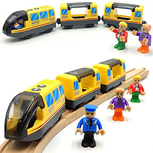 Batteriezug, magnetische Verbindung, Intercity-Zug mit Figuren für Holzeisenbahn-Gleisspielzeug, Lokomotivzug-Spielzeug für Kleinkinder im Alter von 3 4 bis 5 Jahren (ohne Batterie und Gleis) von TOPLIVING