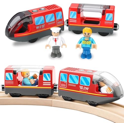 TOPLIVING Batteriebetriebene Action-Lokomotive Zug (Magnetverbindung) – leistungsstarker Motorzug kompatibel mit Thomas, Brio, Chuggington Holzschienen und Zug – Spielzeug für Kleinkinder (Rot) von TOPLIVING