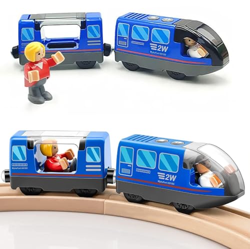 TOPLIVING Batteriebetriebener Lokomotivzug (Magnetverbindung) – leistungsstarker Motorzug kompatibel mit Thomas, Brio, Chuggington – Spielzeug für Kleinkinder – Blau von TOPLIVING