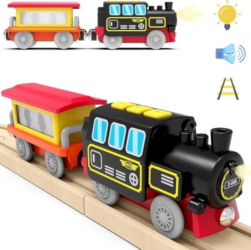 Batteriebetriebenes Lokomotivzug-Set für Holzschienen, Leistungsstarke Lokomotivzugfahrzeuge, Kleinkinderzug Elektrofahrzeuge mit Lichtern und Geräuschen, Kompatibel mit Thomas, Brio, Chuggington Batteriebetriebenes Lokomotivzug-Set für Holzschienen, Leistungsstarke Lokomotivzugfahrzeuge, Kleinkinderzug Elektrofahrzeuge mit Lichtern und Geräuschen, Kompatibel mit Thomas, Brio, Chuggington von TOPLIVING