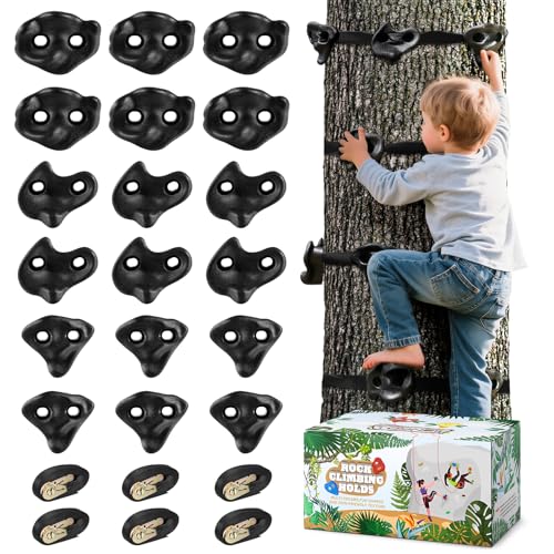 18 x Ninja-Baum-Kletterhalter und 6 stabile Ratschengurte für Kinder-Baumklettern, große Kletterfelsen für Outdoor-Ninja-Krieger, Hinderniskurstraining 18 x Ninja-Baum-Kletterhalter und 6 stabile Ratschengurte für Kinder-Baumklettern, große Kletterfelsen für Outdoor-Ninja-Krieger, Hinderniskurstraining von TOPNEW