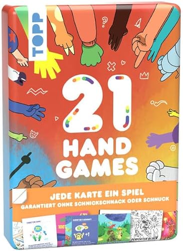 21 Hand Games – Garantiert ohne Schnick, Schnack oder Schnuck!: Völlig Neue und Coole Handspiele für Kinder, Teenager und Erwachsene. In kompakter Metallbox, ideal für Unterwegs von TOPP