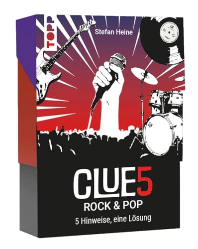 CLUE5#Rock & Pop. 5 Hinweise, nur eine Lösung. Das Trend-Quiz für Deine Tasche. Errate 50 Songs, Bands und Musiklegenden, die die Charts gestürmt haben. Wie viele Hinweise brauchst du? von TOPP