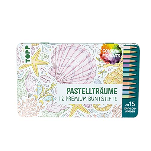 Colorful Moments Designdose mit Buntstiften - Pastellträume: 12 Buntstifte in Pastelltönen mit Metalldose von TOPP