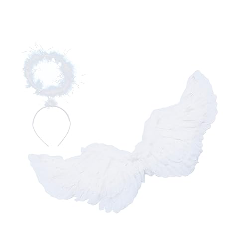 TOPPERFUN 1 Satz Engelsflügel Kostümset für Erwachsene Teiliges mit Weißen Federflügeln und Heiligenschein für Karneval Halloween Bühnenaufführungen und Cosplay TOPPERFUN 1 Satz Engelsflügel Kostümset für Erwachsene Teiliges mit Weißen Federflügeln und Heiligenschein für Karneval Halloween Bühnenaufführungen und Cosplay von TOPPERFUN