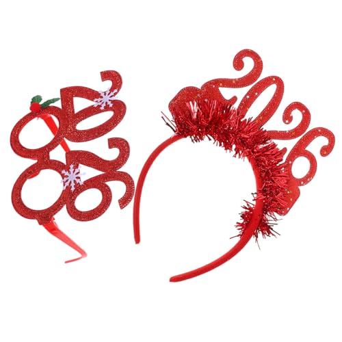 TOPPERFUN 1 Satz Glitzernde Haaraccessoires für Partys für Neujahrsfeiern und Festliche Fotorequisiten Rotes Kopfband Brille von TOPPERFUN