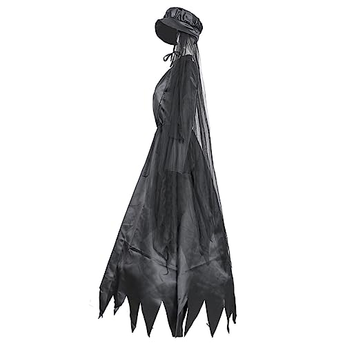 TOPPERFUN 1 Satz Halloween Hexenkleid für Damen Lange Robe mit Kopfschmuck Cosplay Kostüm für Erwachsene für Halloween Partys und Maskeraden von TOPPERFUN