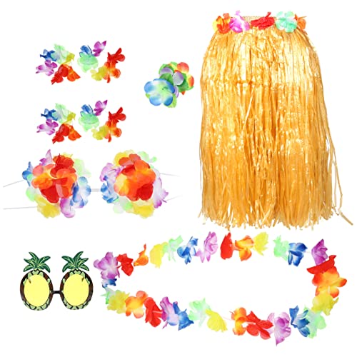 TOPPERFUN 1 Satz Hawaiian Outfit Set für Frauen Teiliges Kostüm mit Rock Blumenkranz Armband und Sonnenbrille für Strandpartys und Mottopartys für Luau und Geburtstagsfeiern TOPPERFUN 1 Satz Hawaiian Outfit Set für Frauen Teiliges Kostüm mit Rock Blumenkranz Armband und Sonnenbrille für Strandpartys und Mottopartys für Luau und Geburtstagsfeiern von TOPPERFUN