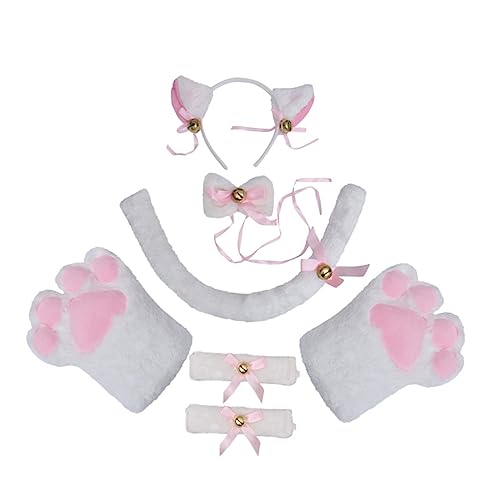 TOPPERFUN 1 Satz Katzenkostüm Set mit Katzenohren Pfotenhandschuhen und Teiliges Accessoire für Karneval und Cosplay Leicht Strapazierfähig und Einfach zu Tragen von TOPPERFUN